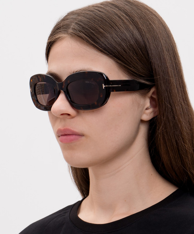 Tom Ford Коричневі сонцезахисні окуляри ISLAY з ефектом черепахового панцира FT1345 зображення 2