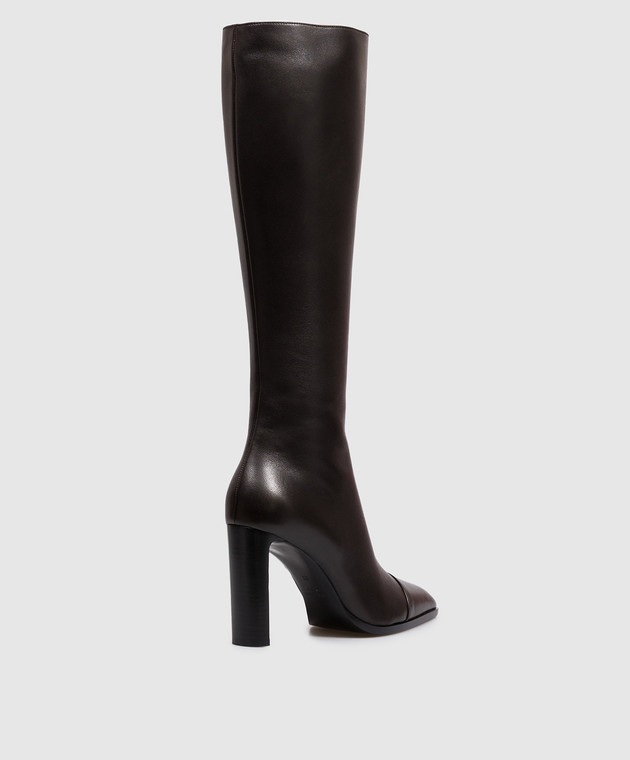 Saint Laurent Коричневые кожаные сапоги VENETIA 823417AADF0 изображение 3