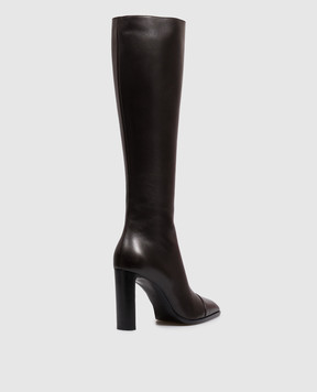 Saint Laurent Коричневые кожаные сапоги VENETIA 823417AADF0