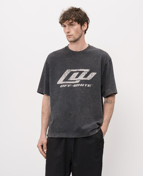 Off-White Серая футболка с принтом логотипа 44MAA120S26J00A