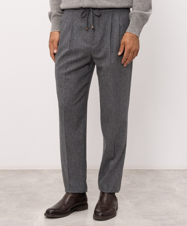 Brunello Cucinelli Штани сірого кольору з вовни M038PE1710 зображення 3