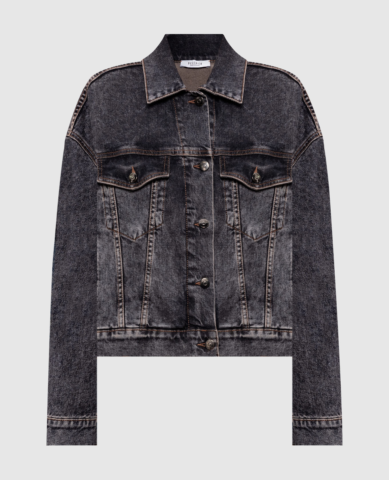 

Серая джинсовая куртка с эффектом потертости, Серый, Джинсовые куртки