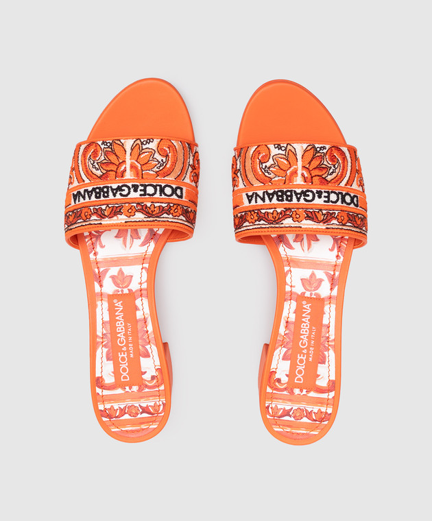 Dolce&Gabbana Оранжевые мюли с вышивкой Майолика CR1748AV804 изображение 4