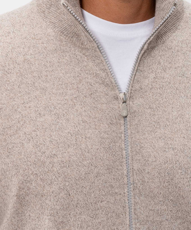 Brunello Cucinelli Бежевый кардиган из кашемира MQS00106 изображение 5
