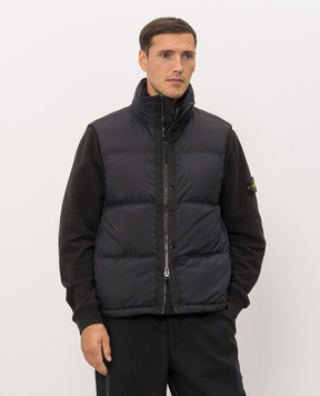 Stone Island Чорний пуховий жилет з патчем логотипа L2S15G100004S0483