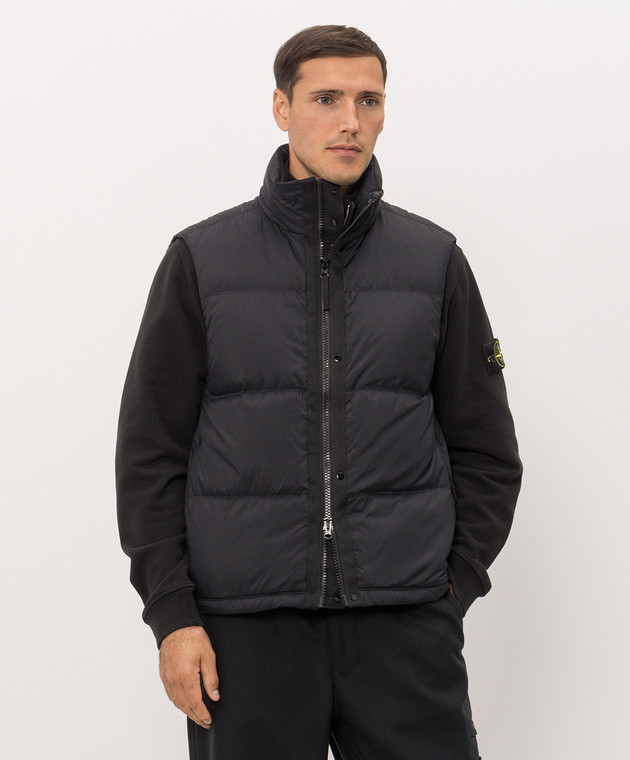 Stone Island Черный пуховый жилет с логотипом патча L2S15G100004S0483 изображение 3