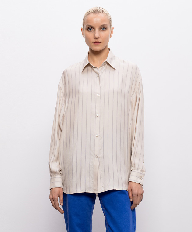 Versace Бежевая блуза из шелка в полоску 10244301A17906 изображение 3