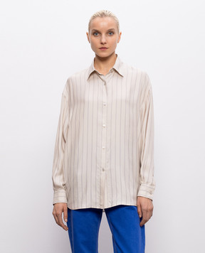 Versace Бежева блуза із шовку в смужку 10244301A17906