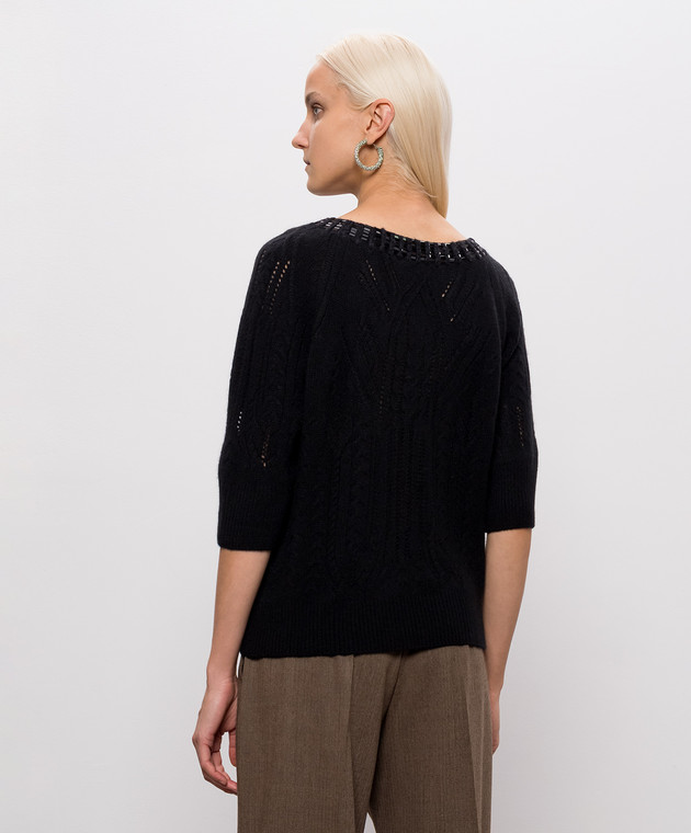 Ermanno Scervino Черный свитер из кашемира с короткими рукавами D495L325RCTZTW изображение 4