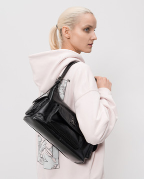 Off-White Чорна шкіряна сумка-хобо Dumbo OWNN18OC99LEA001