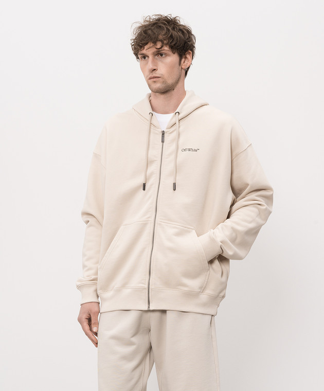 Off-White Бежевая спортивная куртка с эмблемой Half Arrow 44MBE015S26F003 изображение 3