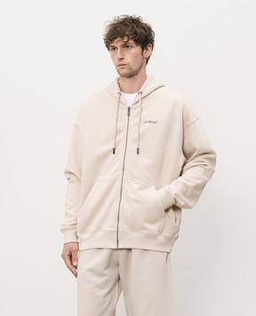 Off-White Бежева спортивна куртка з емблемою Half Arrow 44MBE015S26F003