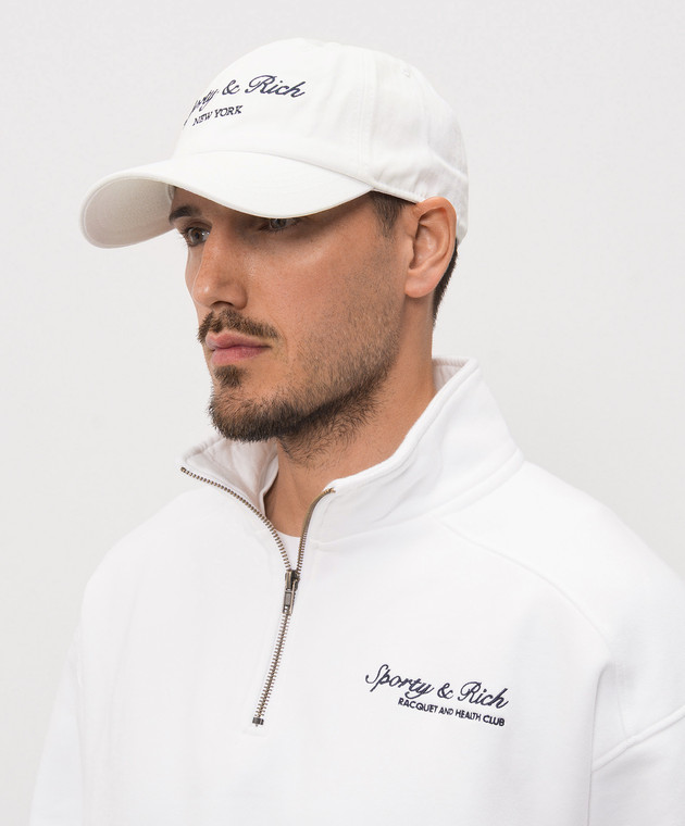 Sporty & Rich Біла кепка з вишивкою логотипа AC04075328WH01 зображення 2