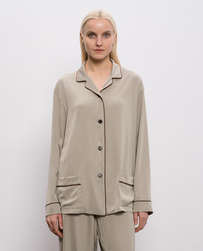 The Row Блуза Clarinda кольору хакі із шовку 10757W4336