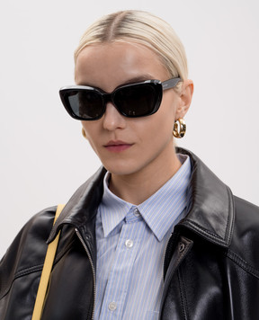 Saint Laurent Чорні сонцезахисні окуляри з принтом логотипа 862819Y9956