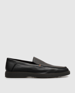 Santoni Чорні шкіряні лофери з фактурним логотипом MGDG17824SMOSWLM