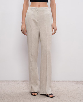 Twinset Сірі штани з льону з люрексом 261TT2521