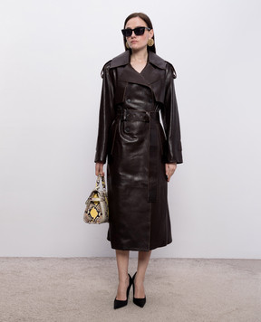 Babe Pay Pls Коричневий шкіряний тренч 2409AMAZON