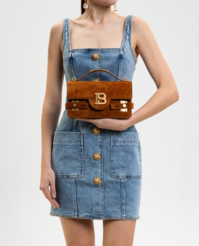 Balmain Коричнева замшева сумка B-Buzz Shoulder 24 GN1DA828LSDL
