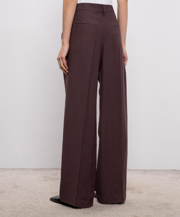 Brunello Cucinelli Коричневі штани з льоном з ланцюжком моніль MH126P8884 зображення 4