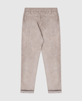 Brunello Cucinelli Дитячі сірі штани з вовни з відворотами B038PP113C