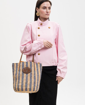 Valentino Бежевая сумка-тоут из рафии в полоску 8W2B0R37UHK