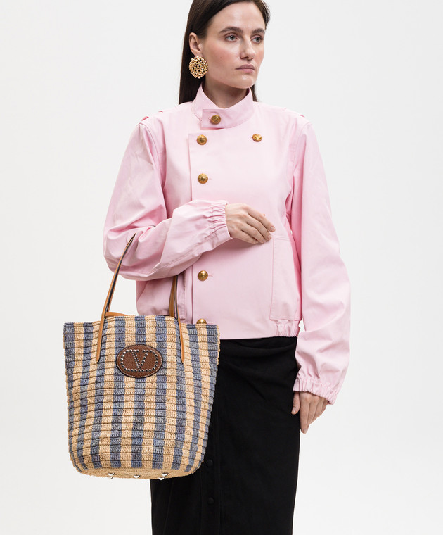 Valentino Бежева сумка-тоут з рафії в смужку 8W2B0R37UHK зображення 2
