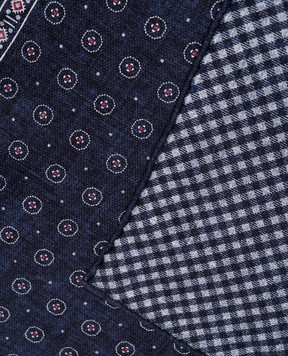 Brunello Cucinelli Синий двухсторонний платок-паше из шелка в узор MX8670091
