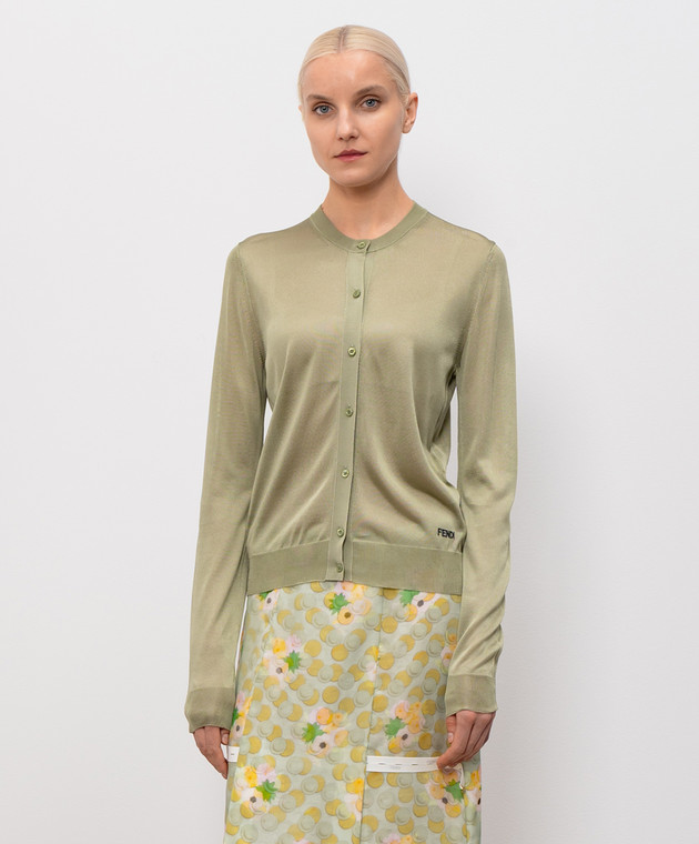 Fendi Кардиган цвета хаки с вышивкой логотипа FZE574AW4V изображение 3