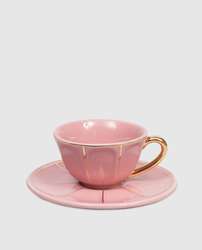 Bitossi Home Рожева порцелянова чашка для кави з блюдцем FTB00511