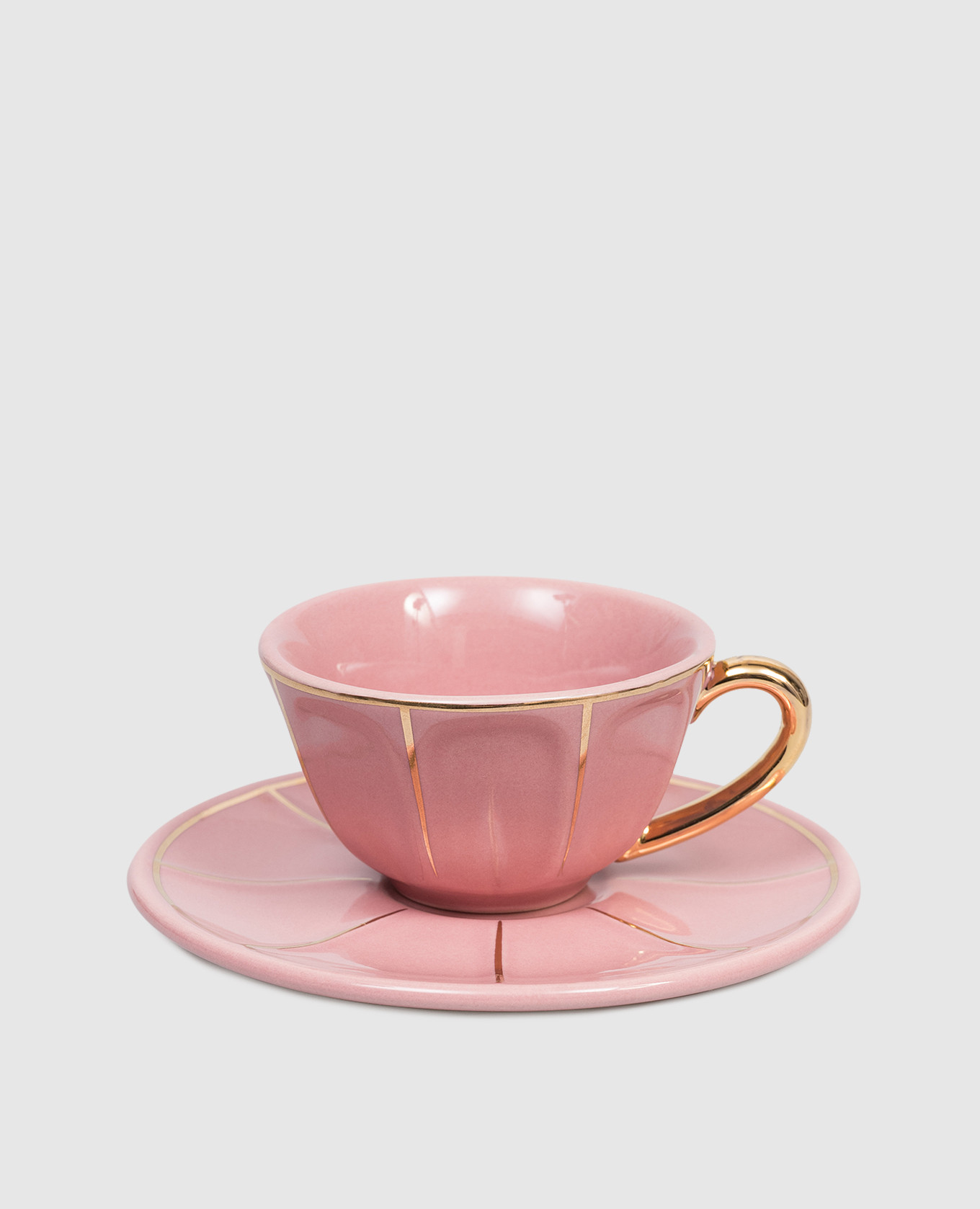 

Розовая фарфоровая чашка для кофе с блюдцем, Розовый, Посуда