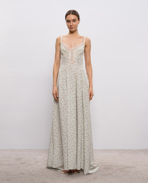 Ermanno Scervino Біла сукня максі із шовку в квітковий принт D482Q375APXWE