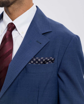 Brunello Cucinelli Синя хустка із шовку з контрастним візерунком MX8710091