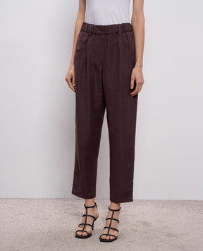Brunello Cucinelli Коричневые брюки с льном MH126P9148