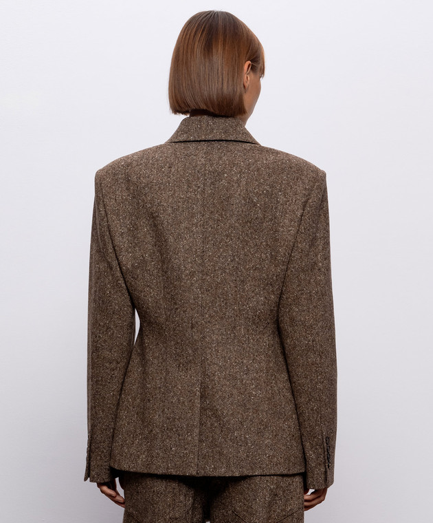 Brunello Cucinelli Коричневый двубортный жакет с шерстью MD0027246 изображение 4