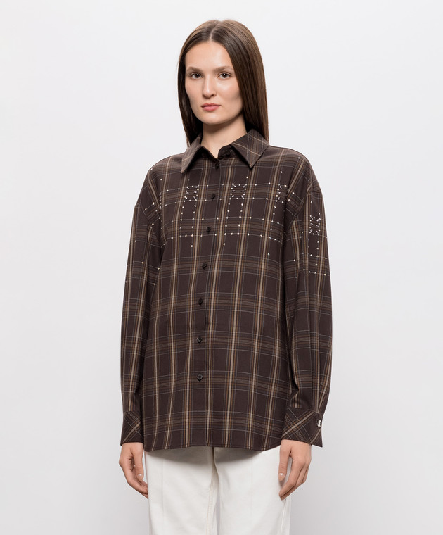 Twinset Коричнева сорочка в клітинку 262AQ2050 зображення 3