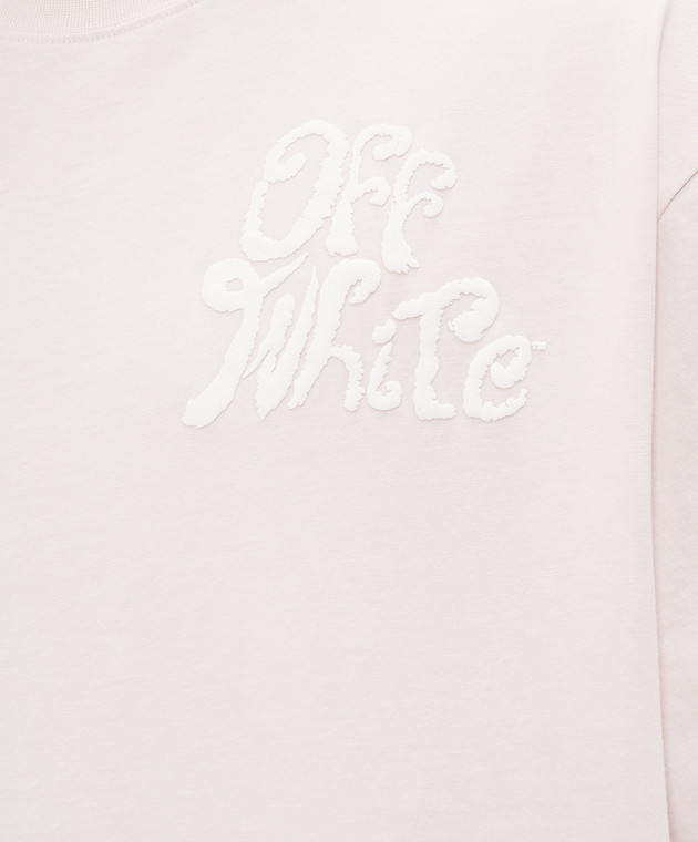 Off-White Розовая футболка с принтом логотипа 44MAA120S26J00U изображение 5