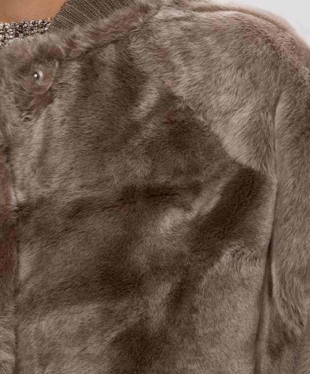 Brunello Cucinelli Коричневая дубленка с цепочкой мониль MPMRA3351 изображение 5