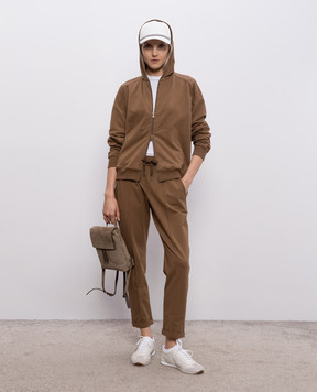 Brunello Cucinelli Коричневые спортивные брюки с отворотами MP827FB799