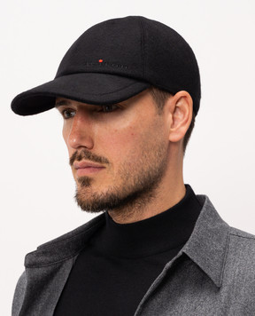Kiton Чорна кепка з кашеміру з вишивкою логотипа UCPL022K0216L