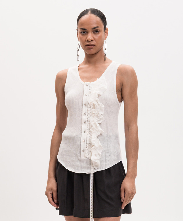 Ann Demeulemeester Белый топ Rase с рюшами B0013947FA736 изображение 3