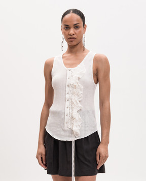 Ann Demeulemeester Білий топ Rase з рюшами B0013947FA736