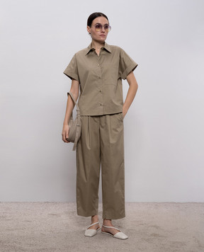 Peserico Рубашка цвета хаки с отворотами A0686201979