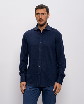 Brunello Cucinelli Синя сорочка з льоном MR8276686