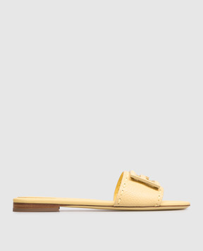 Fendi Жовті шкіряні шльопанці Baguette 8R8136AQY2