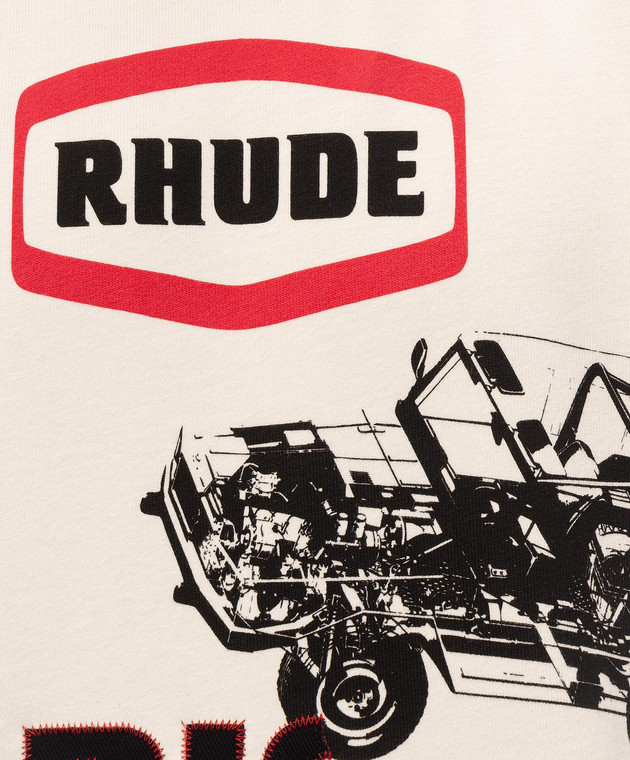 Rhude Футболка цвета айвори Paris Dakar RHPF26TT04012 изображение 5