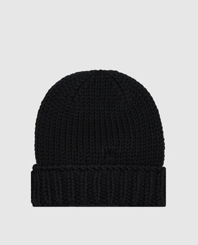 Moncler ENFANT Детская черная шапка с нашивкой логотипа L29543B00017M1172