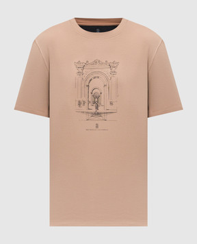 Brunello Cucinelli Коричнева футболка з принтом ML8248521P