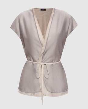 Peserico Сірий кардиган на запах з ланцюжком моніль E03043A8867B