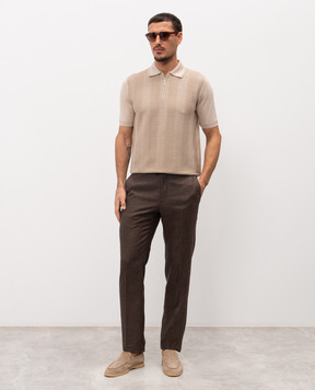 Stefano Ricci Коричневые брюки из льна, шерсти и шелка M1T6100018B127HA